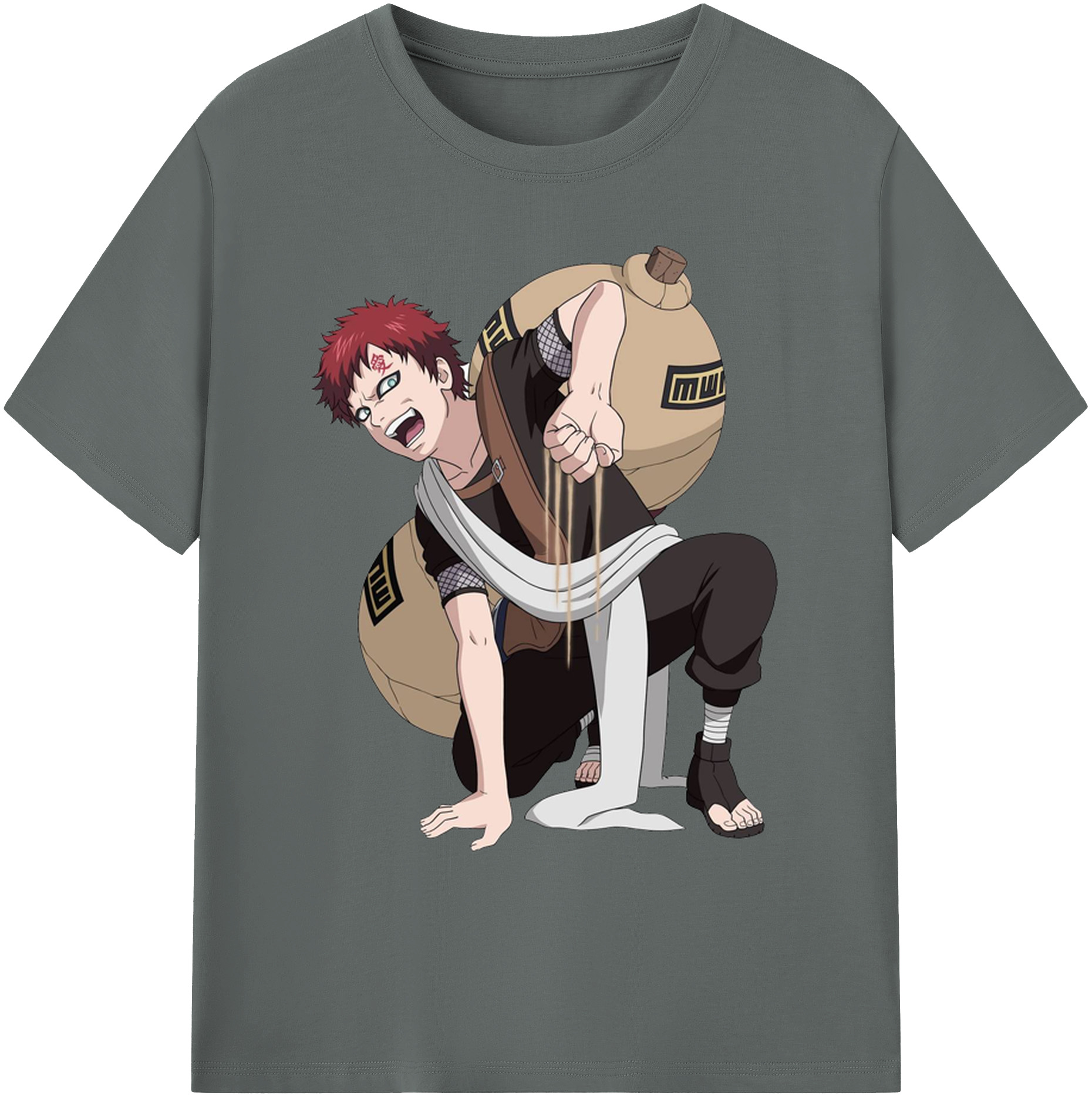 （画像用） NARUTO -ナルト- ガアラ Gaara 綿100％ メンズ半袖Tシャツ｜肌触りやわらか＆通気性